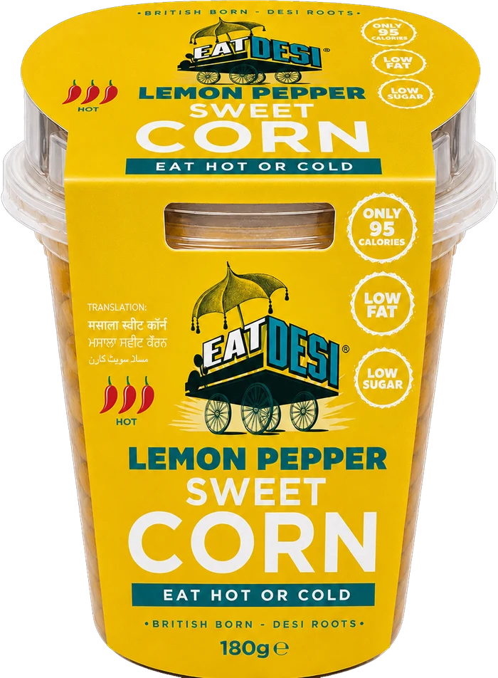 EatDesi Lemon Pepper Sweet Corn 180g ready to eat cup